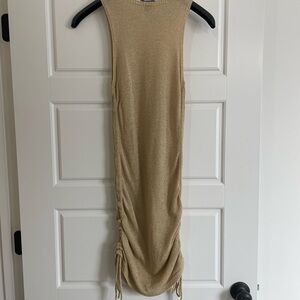 Nasty gal gold/glitter sleeveless tank ruched knit dress/cover up
